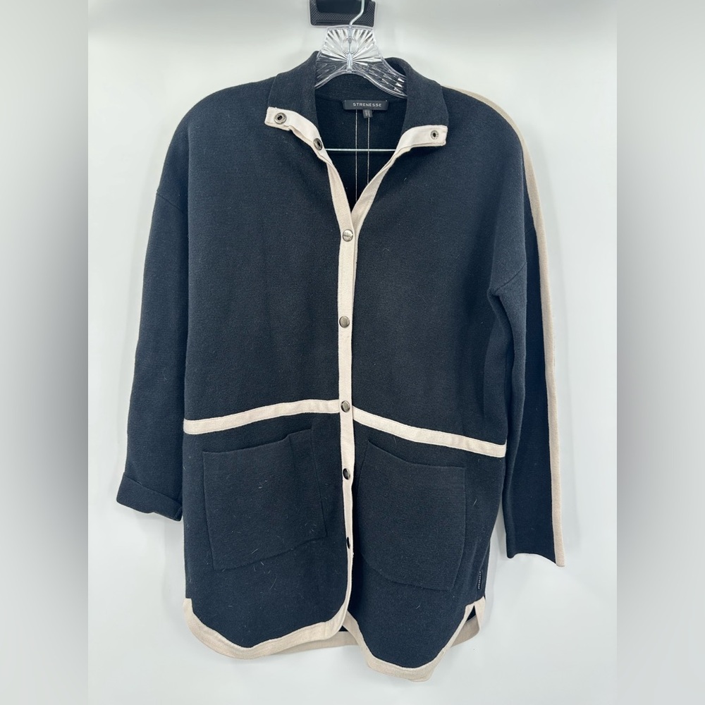 Strenesse Women's Black /White Button Up Cardigan Jacket